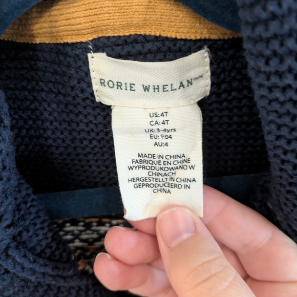 Rorie Whelan Cozy Kids Sweater In Navy, Yellow, And Cream - Picture 4 of 4